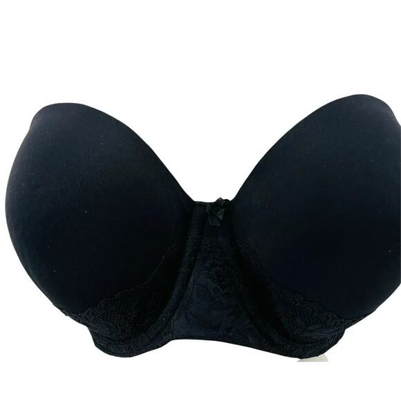 Torrid Curve Black Strapless Microfiber Lace Push Up Bra Size 42DD - Picture 2 of 10